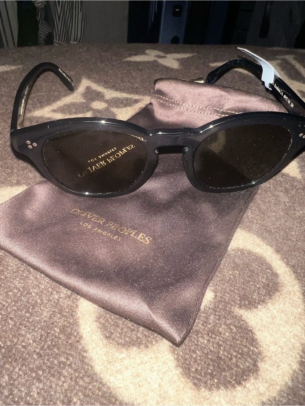 Oliver Peoples Black Round Acetate Sunglasses
